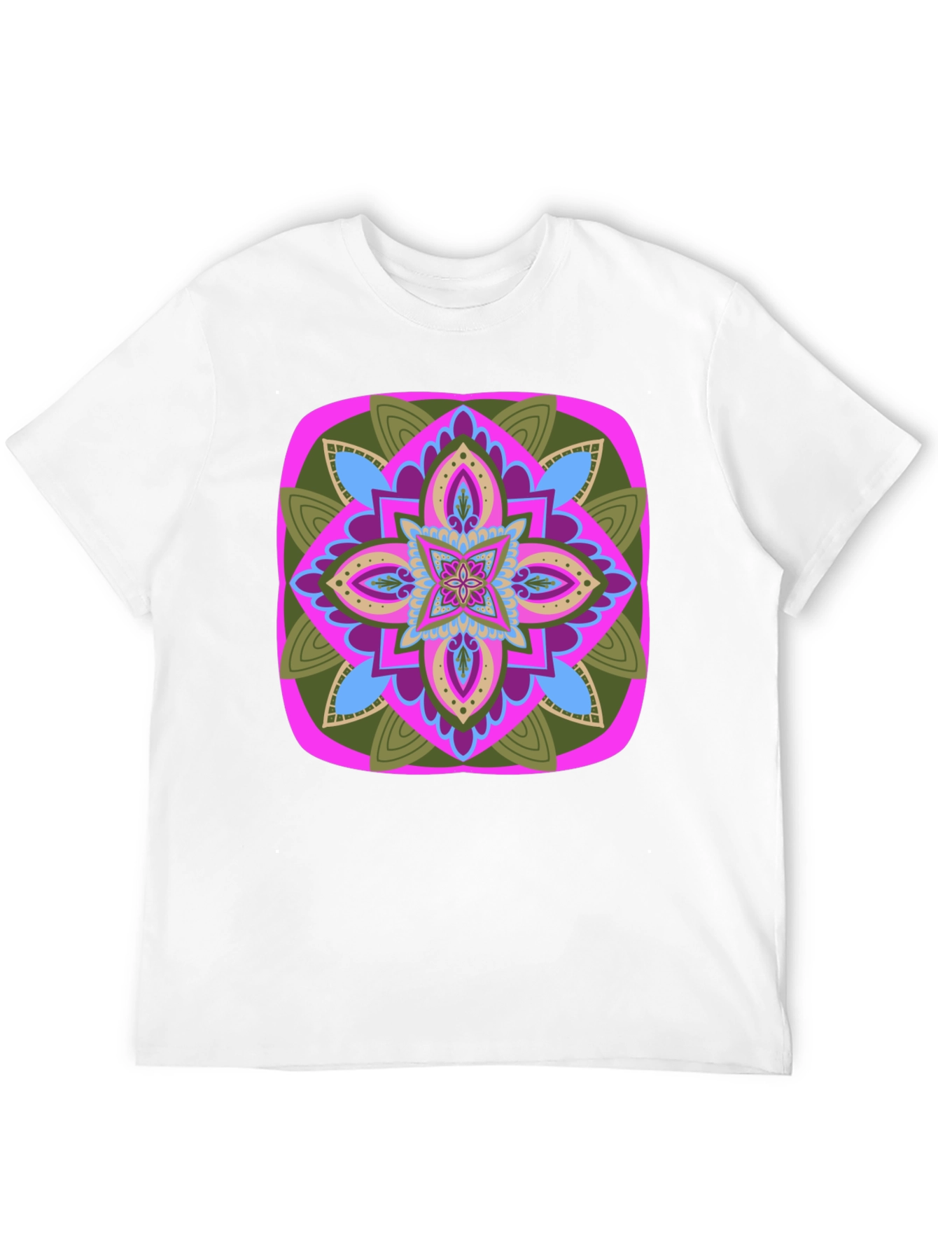 Black Geometric Mandala T-Shirt - Black Cotton Blend view 12