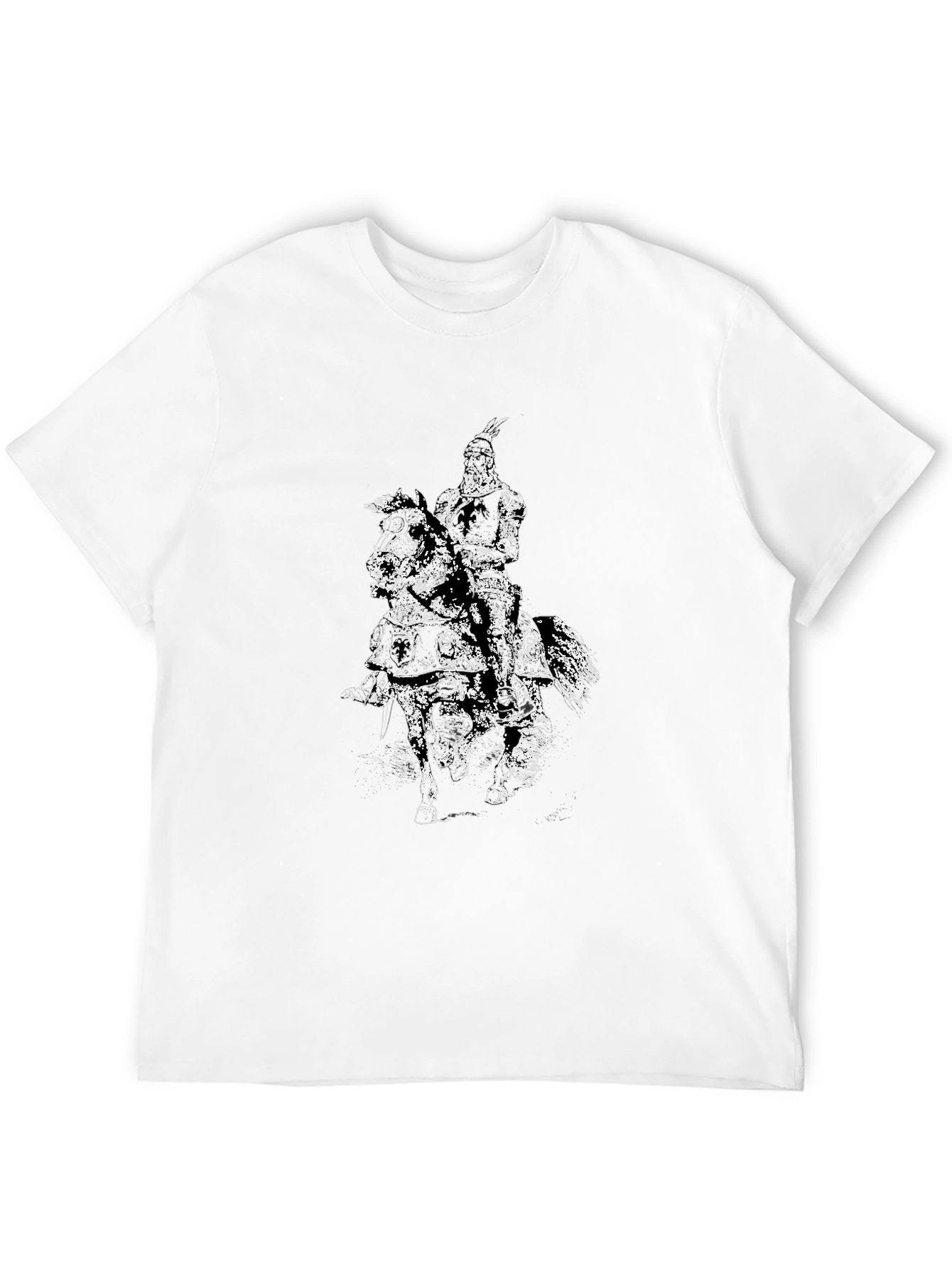 Black Equestrian Knight Graphic Black T-Shirt view 12