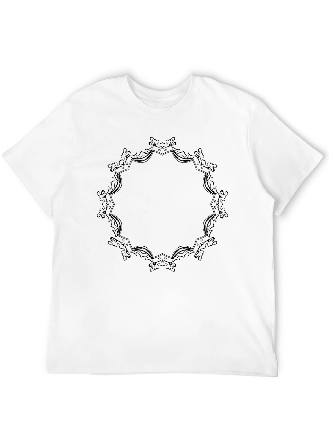 Black Elegant Mandala Graphic Black T-Shirt view 12