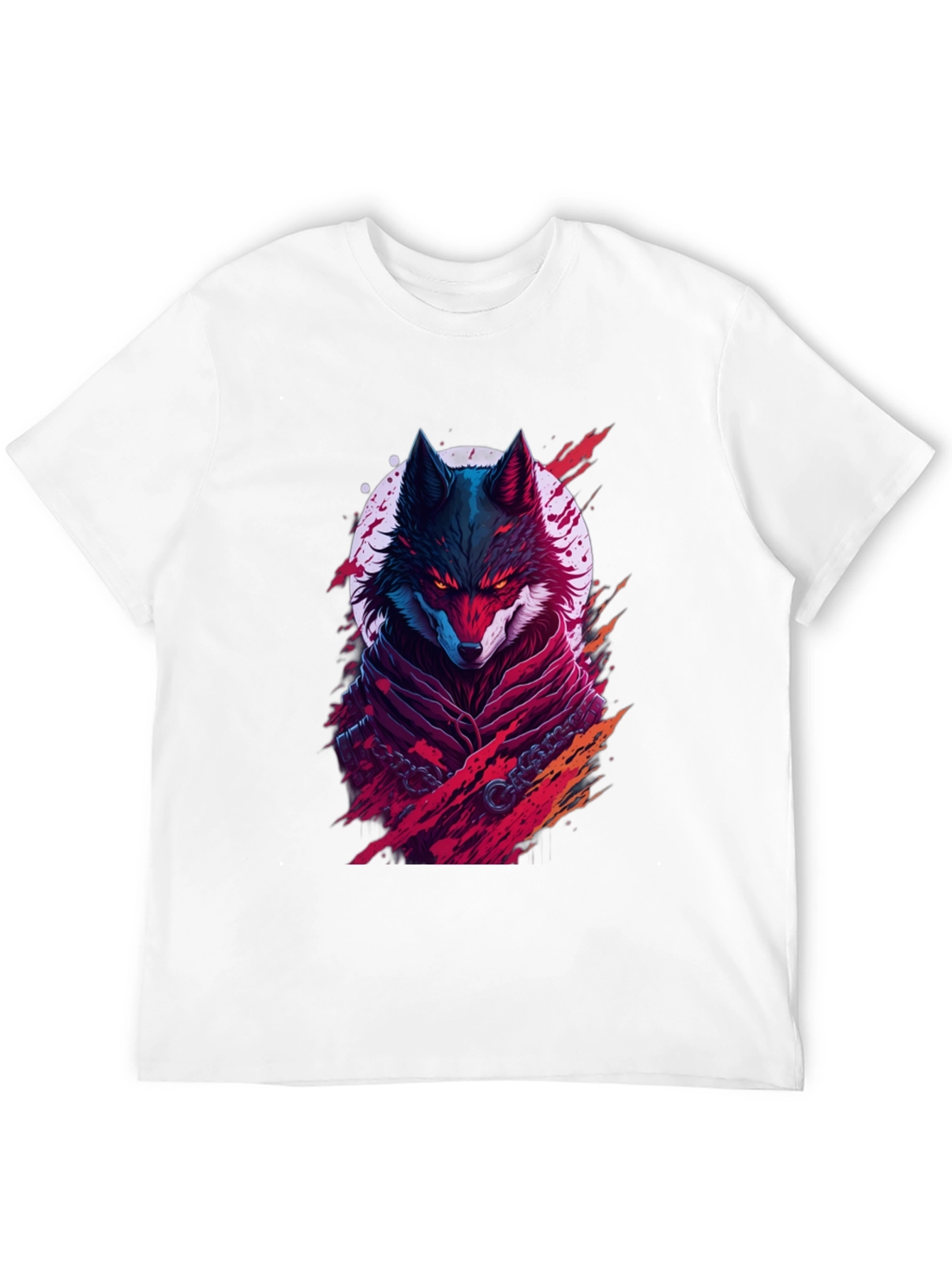 Black Crimson Wolf Graphic Tee - Men's Black T-Shirt view 12