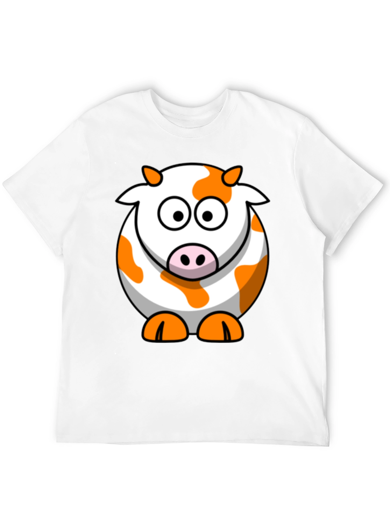 Black Cute Cartoon Cow Graphic Black T-Shirt view 12