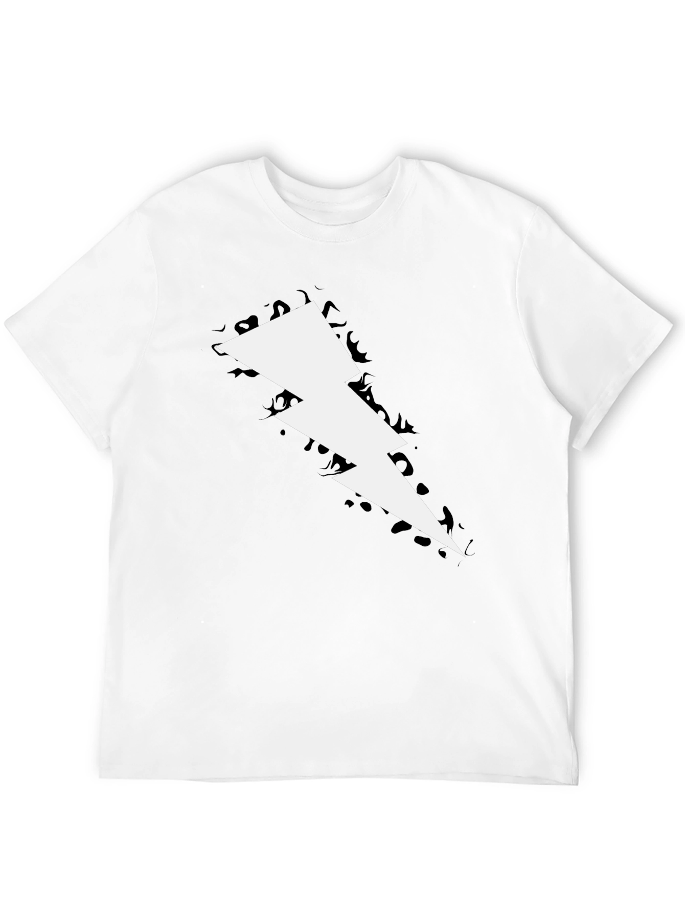 Black Lightning Bolt Graphic Tee - Bold Black Cotton T-Shirt view 12