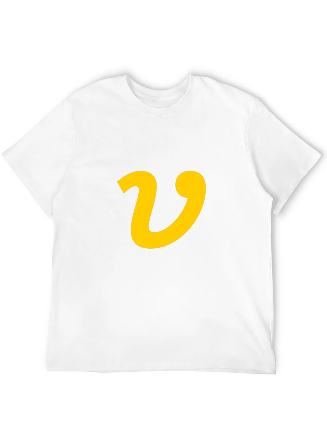 Black Black T-Shirt with Yellow Letter 'V' Graphic Print view 12