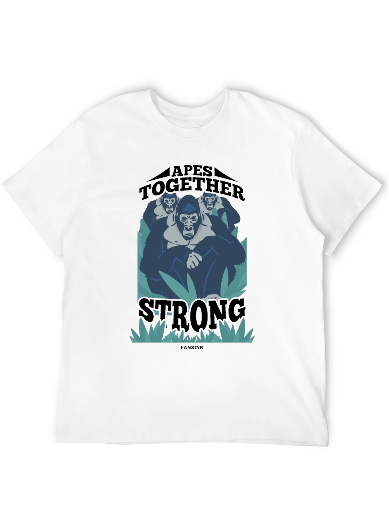 Black Apes Together Strong Graphic Tee - Black Cotton Blend T-Shirt view 12