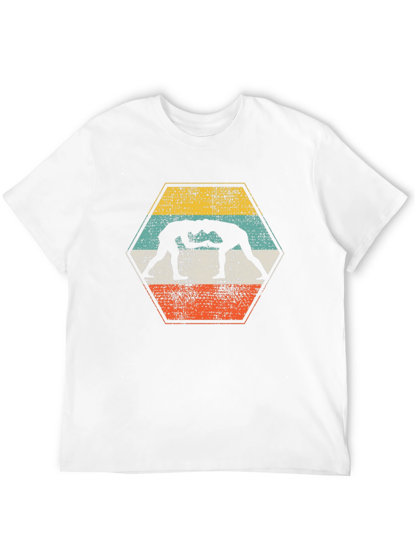 Black Vintage Wrestling T-Shirt - Retro Hexagon Design view 12