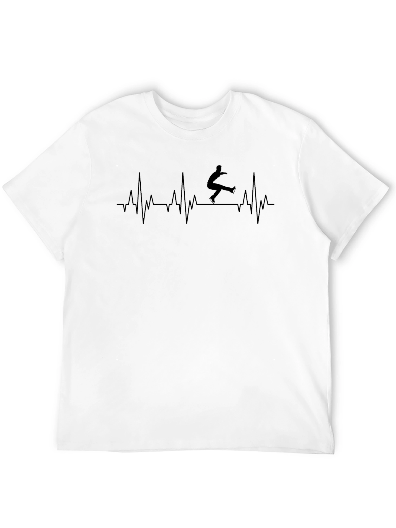 Black Skateboard Heartbeat T-Shirt - Black Crew Neck Tee view 12