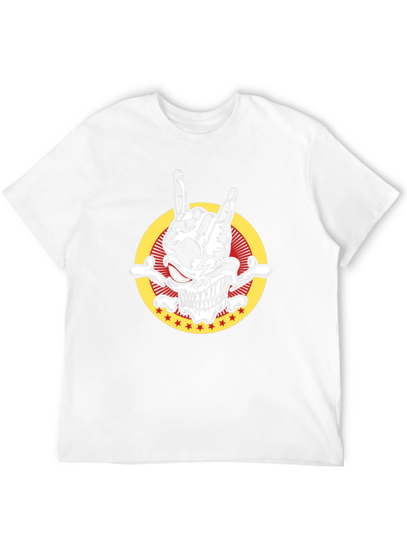 Rock On Skull Graphic Tee - Men's Black T-Shirt - 12