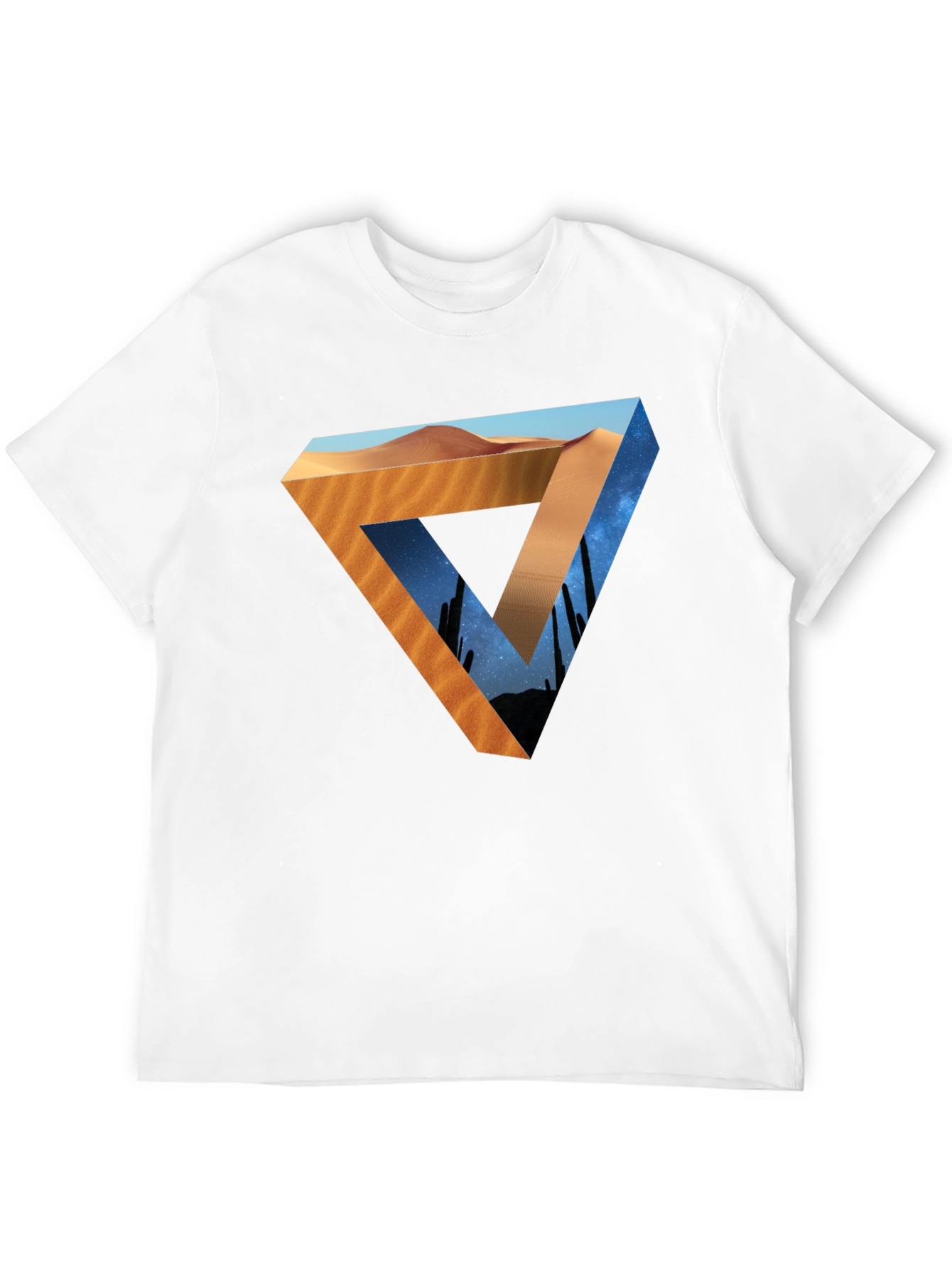 Black Desert Sky Triangle Graphic Tee - Black Cotton Shirt view 12