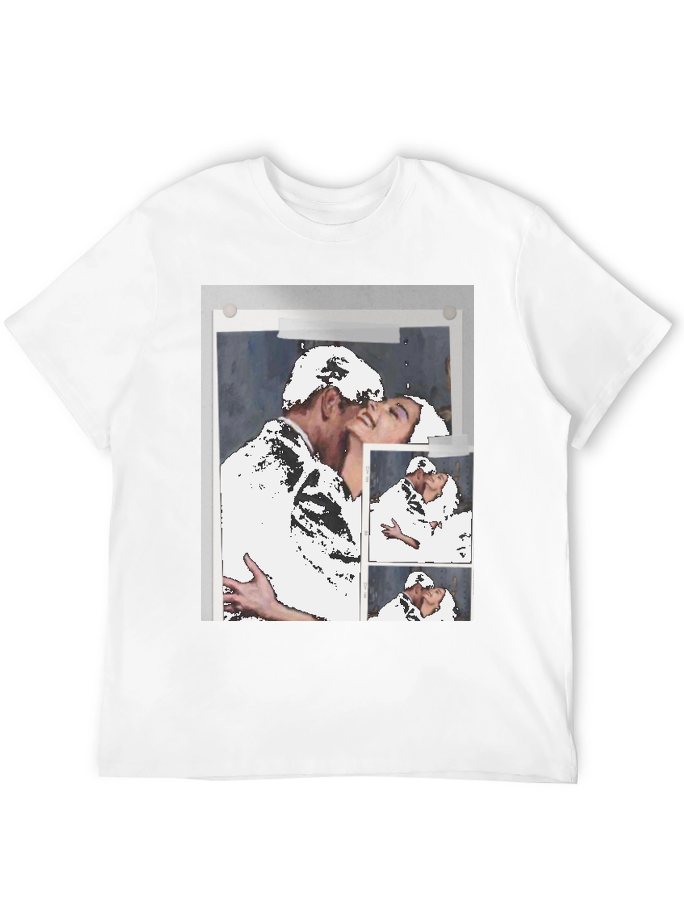 Black Abstract Kissing Couple T-Shirt view 12