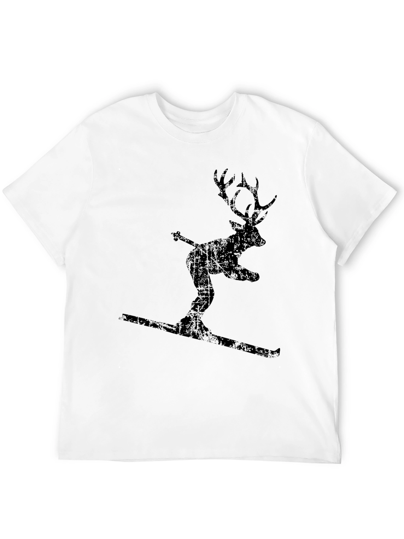 Black Skiing Deer Graphic Tee - Black Cotton Blend view 12