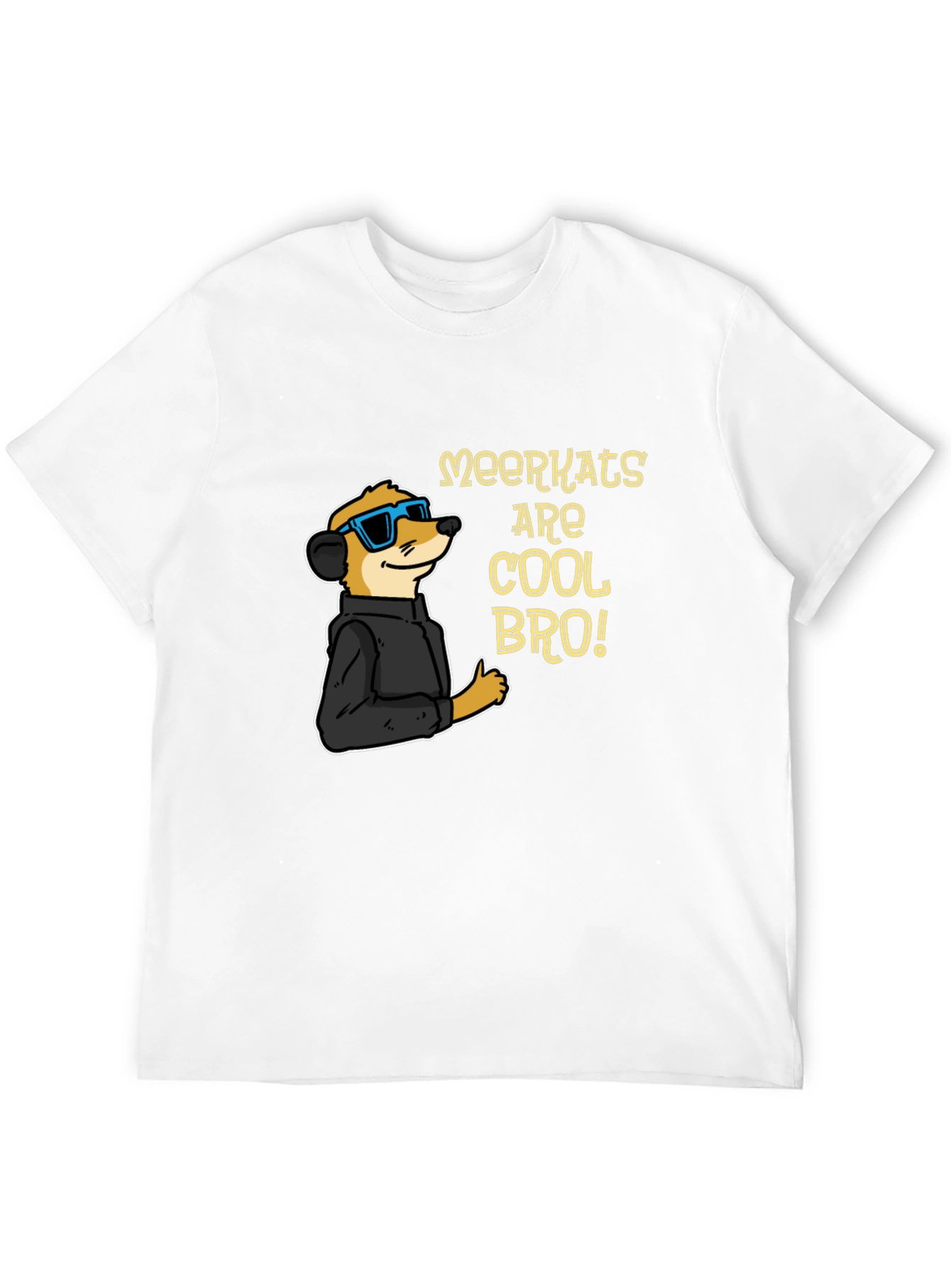 Black Cool Meerkat T-Shirt - Black Cotton Tee view 12