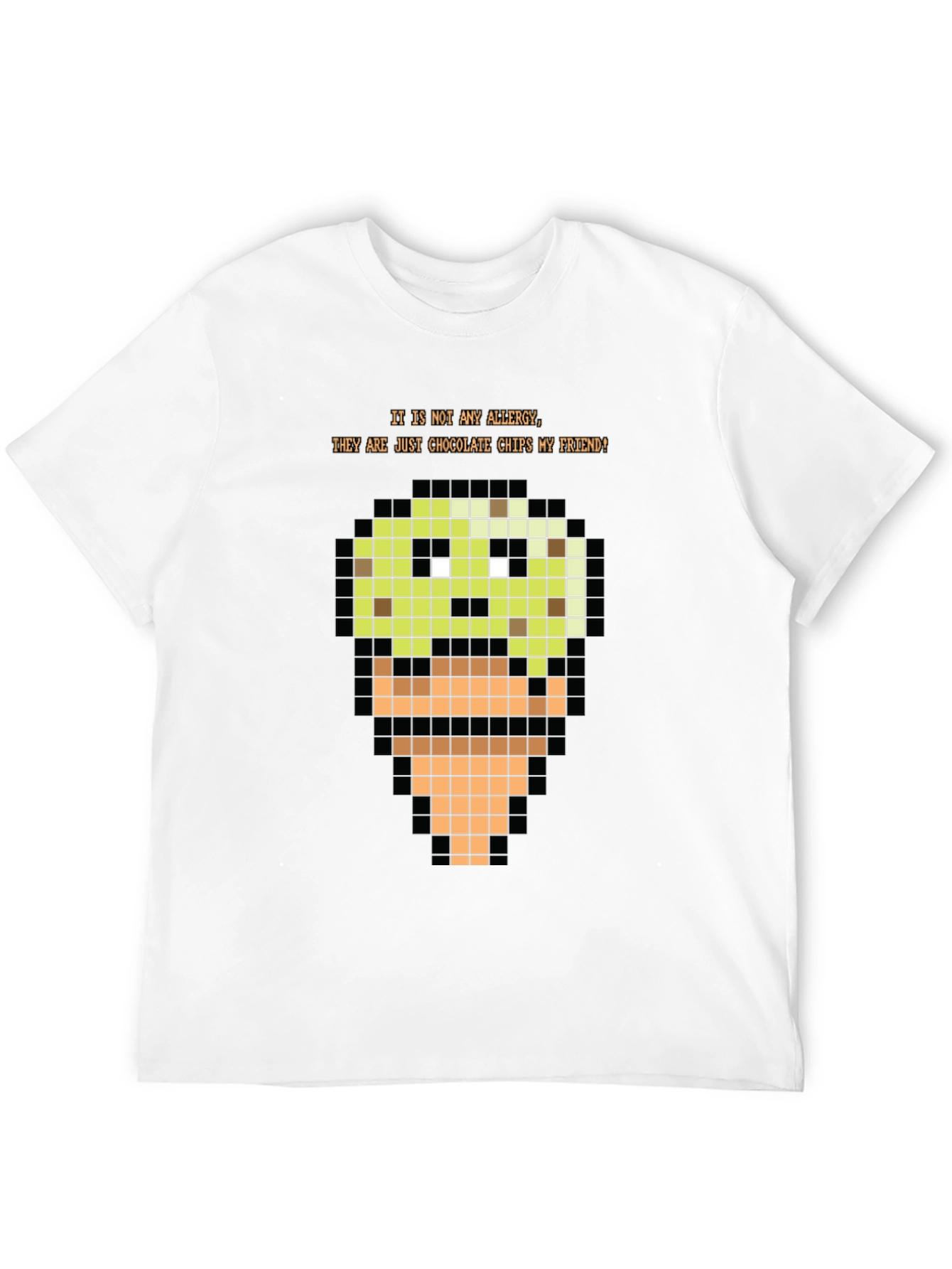 Black Pixel Art Ice Cream T-Shirt - Funny Food Allergy Humor Tee view 12
