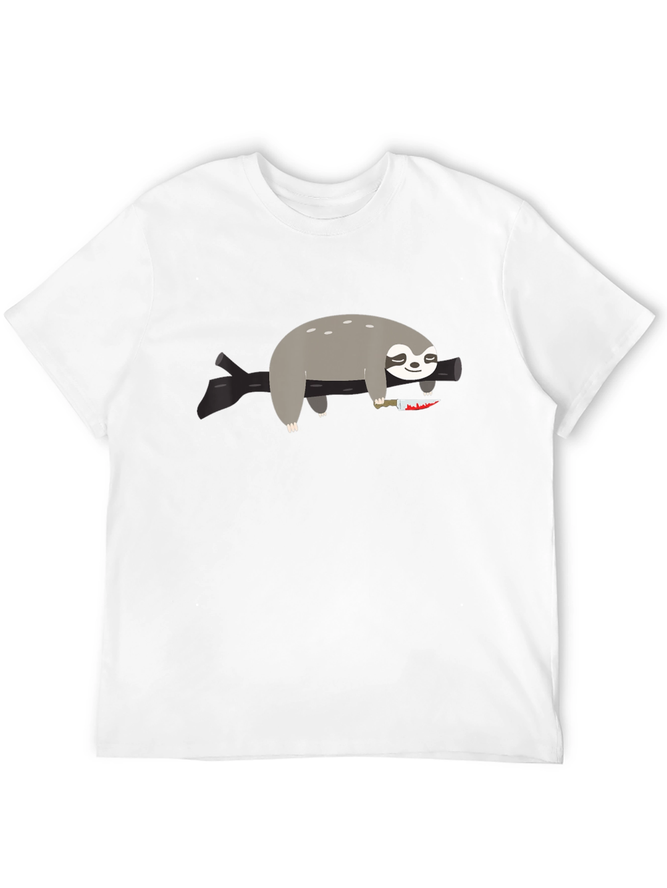Sloth with Knife Graphic Tee - Funny & Edgy - 12