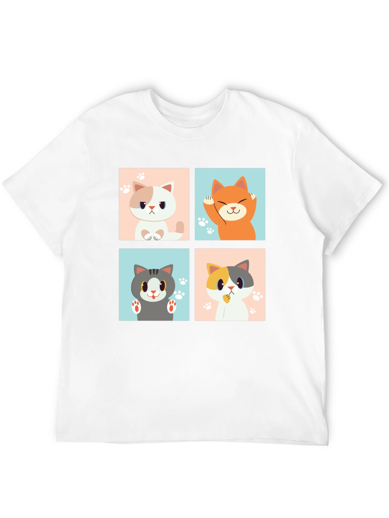 Black Cat Lover Tee: Cartoon Cat Block Print view 12