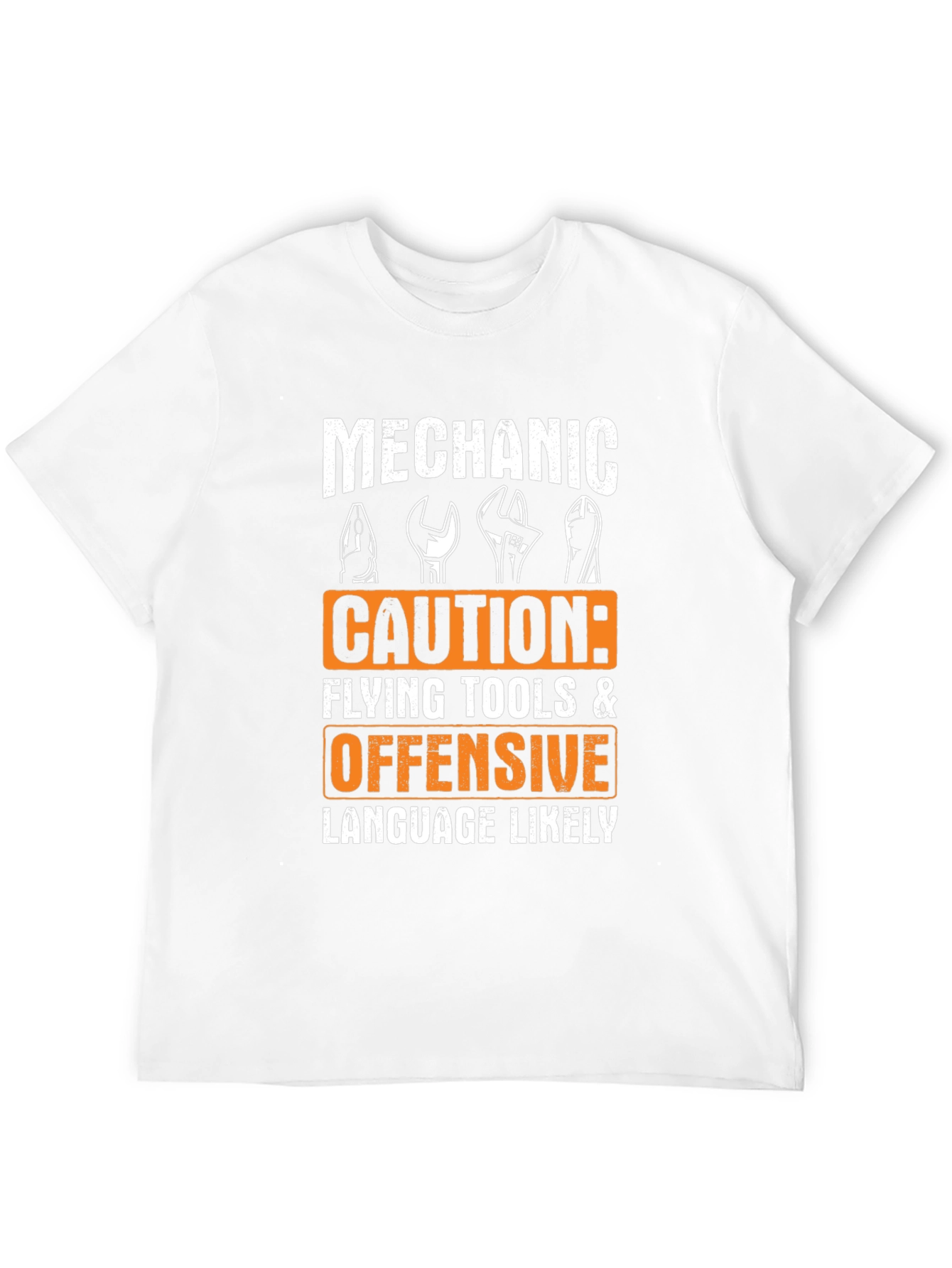 Black Mechanic Caution Offensive Language T-Shirt view 12