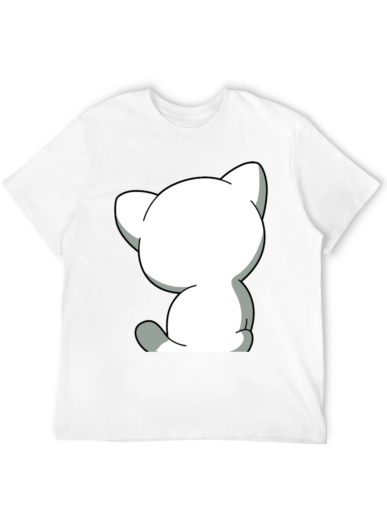 Black Cute Cartoon Cat Graphic Tee - Unisex Black T-Shirt view 12