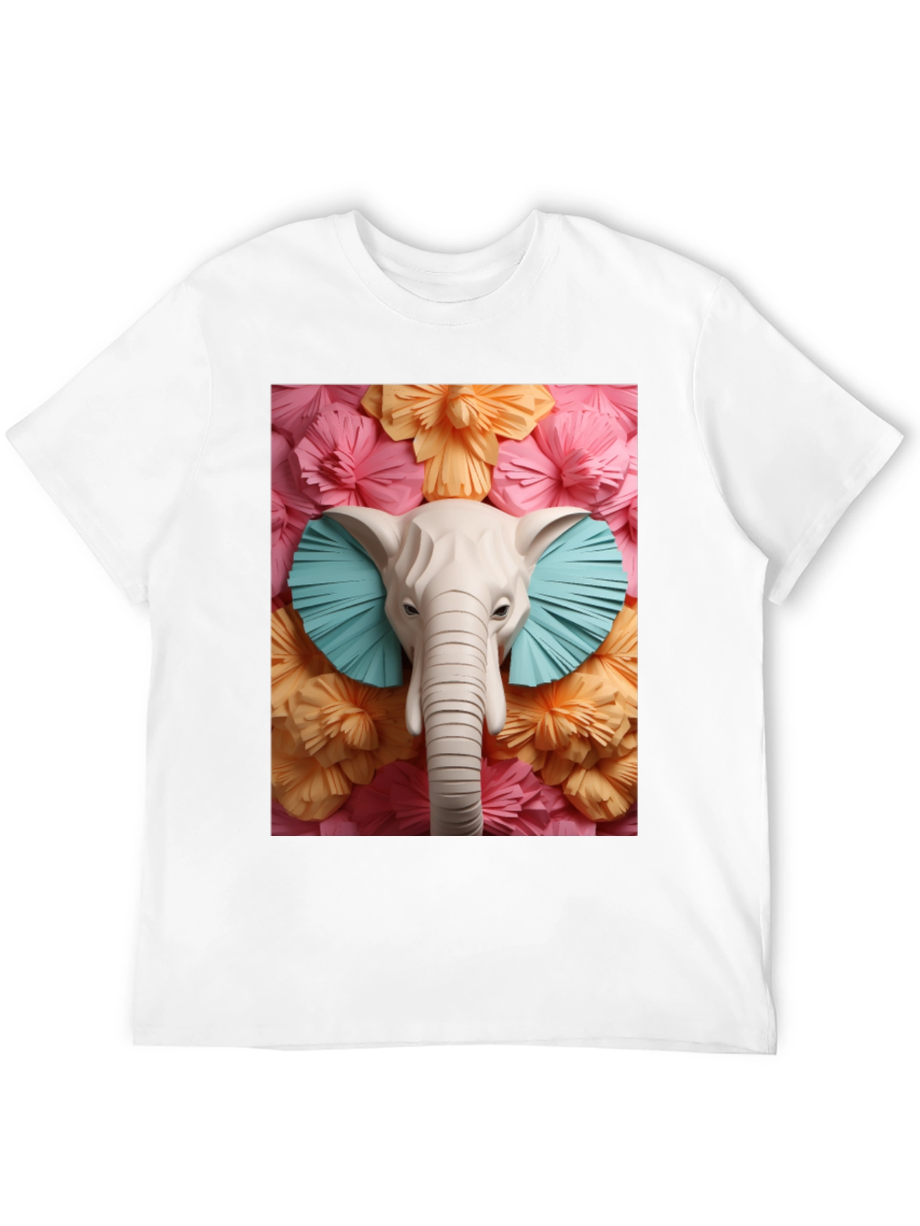 Black Elephant Floral Tee - Unique Graphic Print T-Shirt view 12