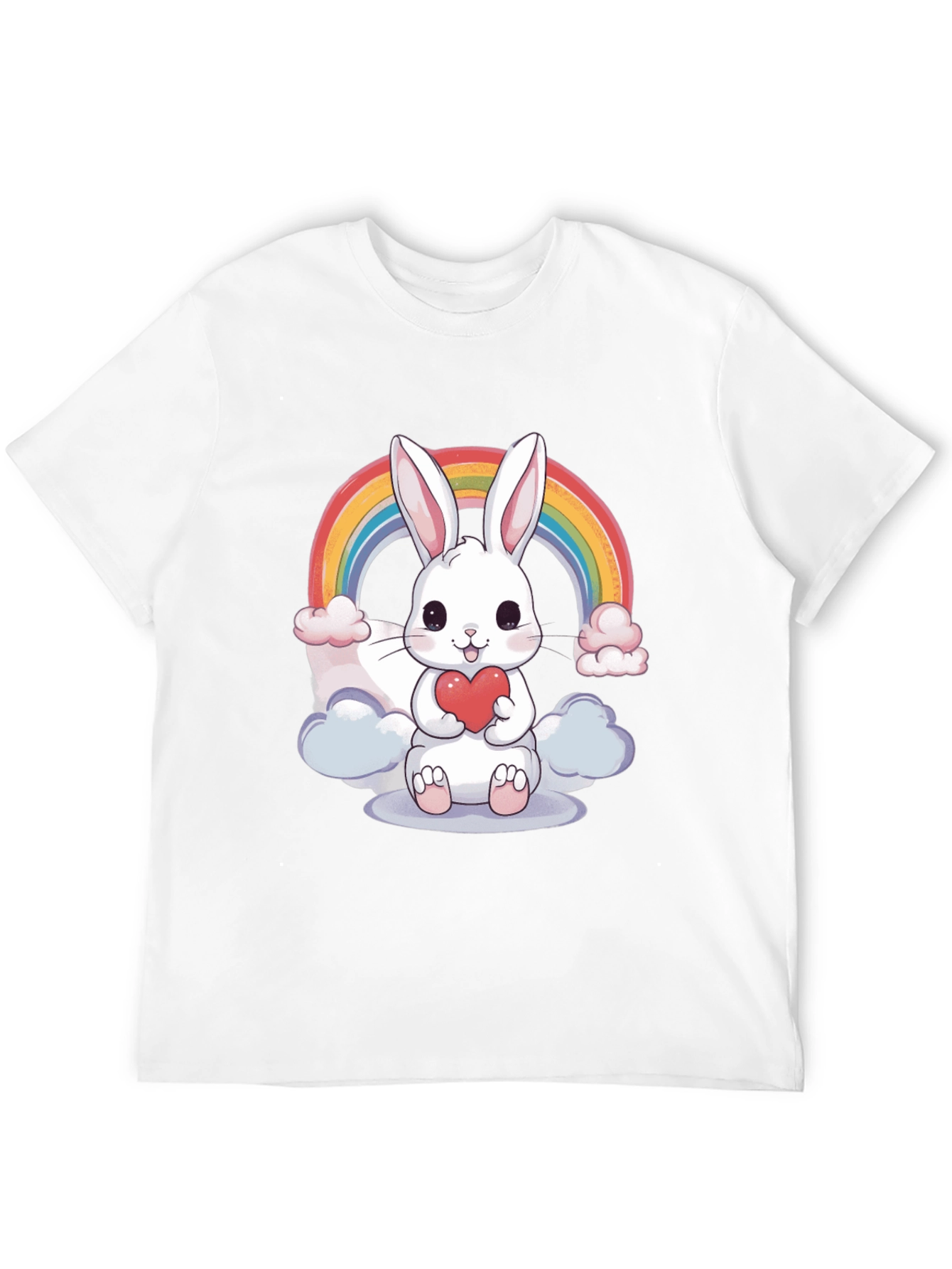 Black Cute Bunny Rainbow T-Shirt view 12