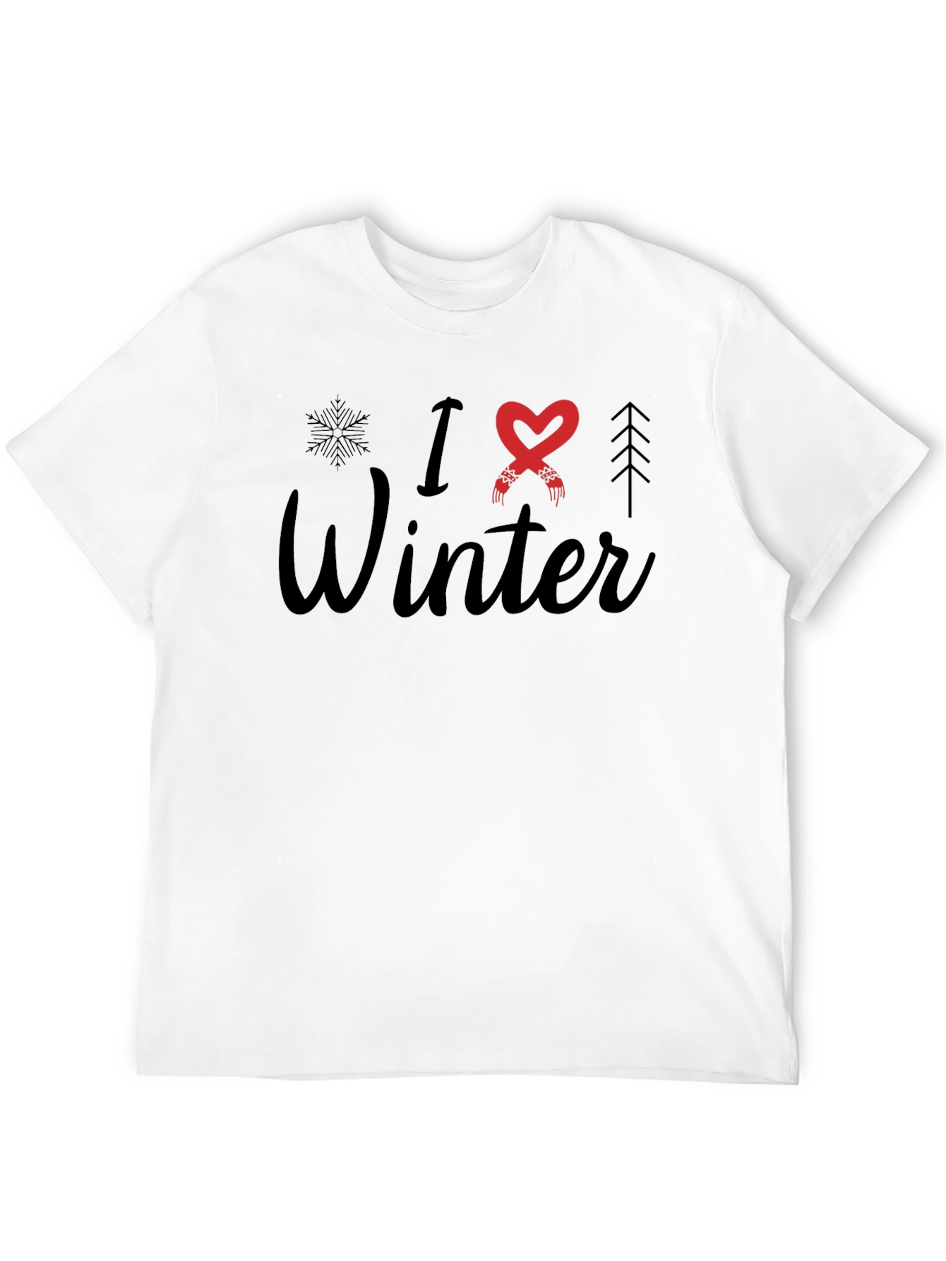 Black I Love Winter Graphic T-Shirt view 12