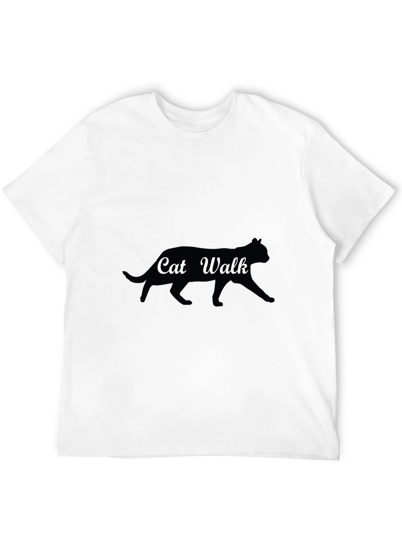 Black Cat Walk Graphic Tee - Black Cotton T-Shirt view 12