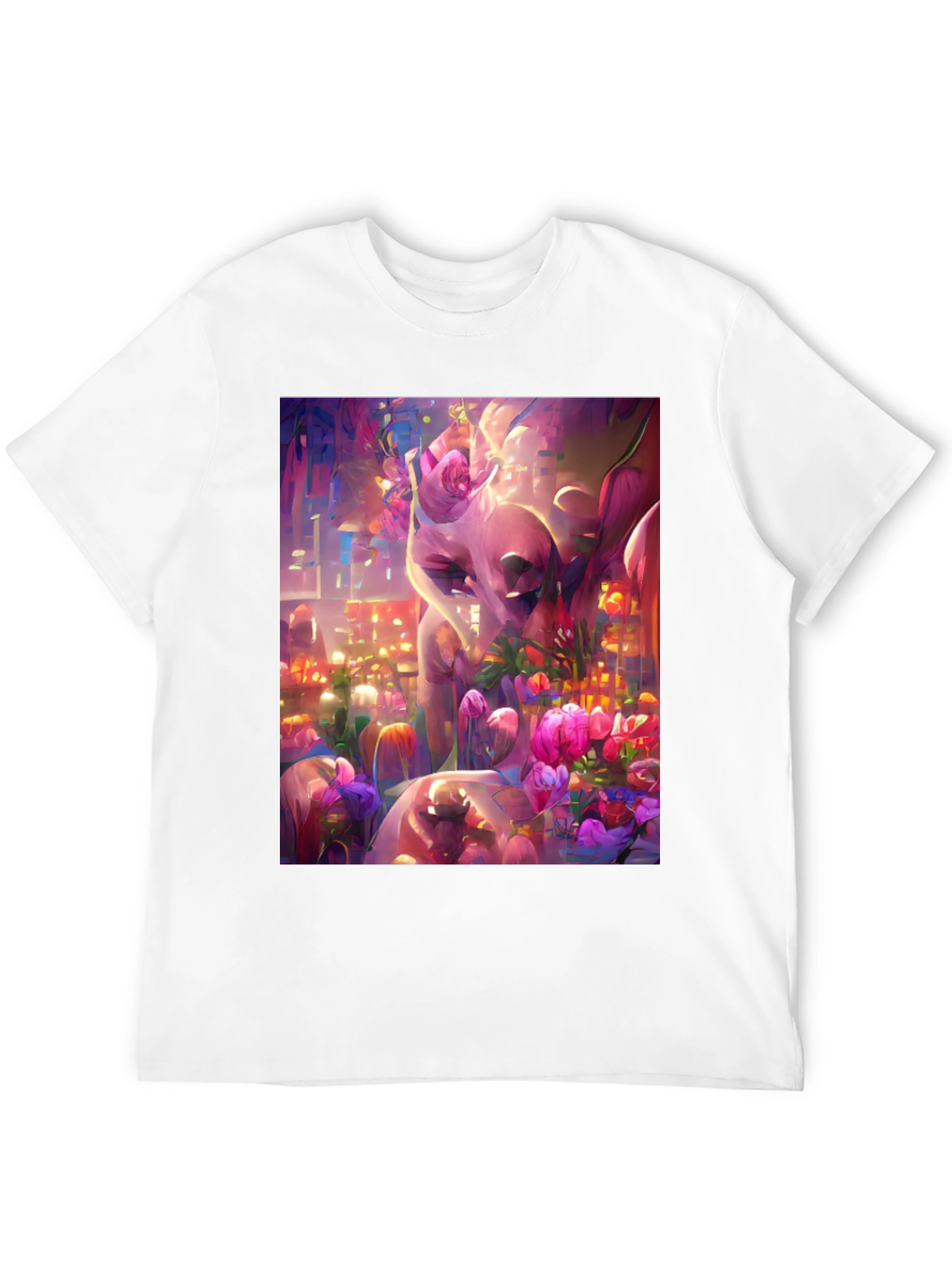 Black Floral Fantasy Graphic Tee - Black Cotton Comfort view 12