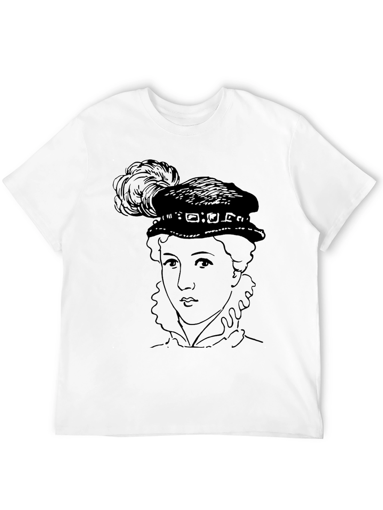 Black Vintage Portrait Graphic Black T-Shirt view 12