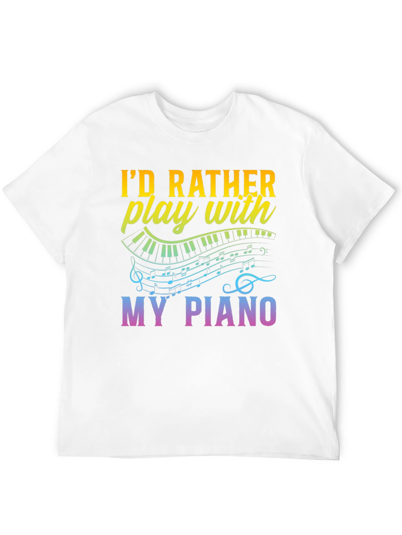 Black Piano Lover's T-Shirt - I'd Rather Play My Piano Tee view 12