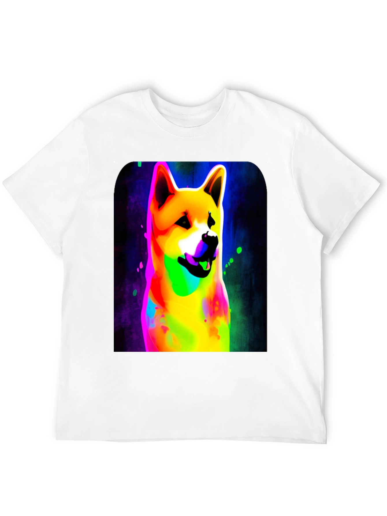 Black Colorful Shiba Inu Dog Graphic Tee - Black Cotton Blend view 12