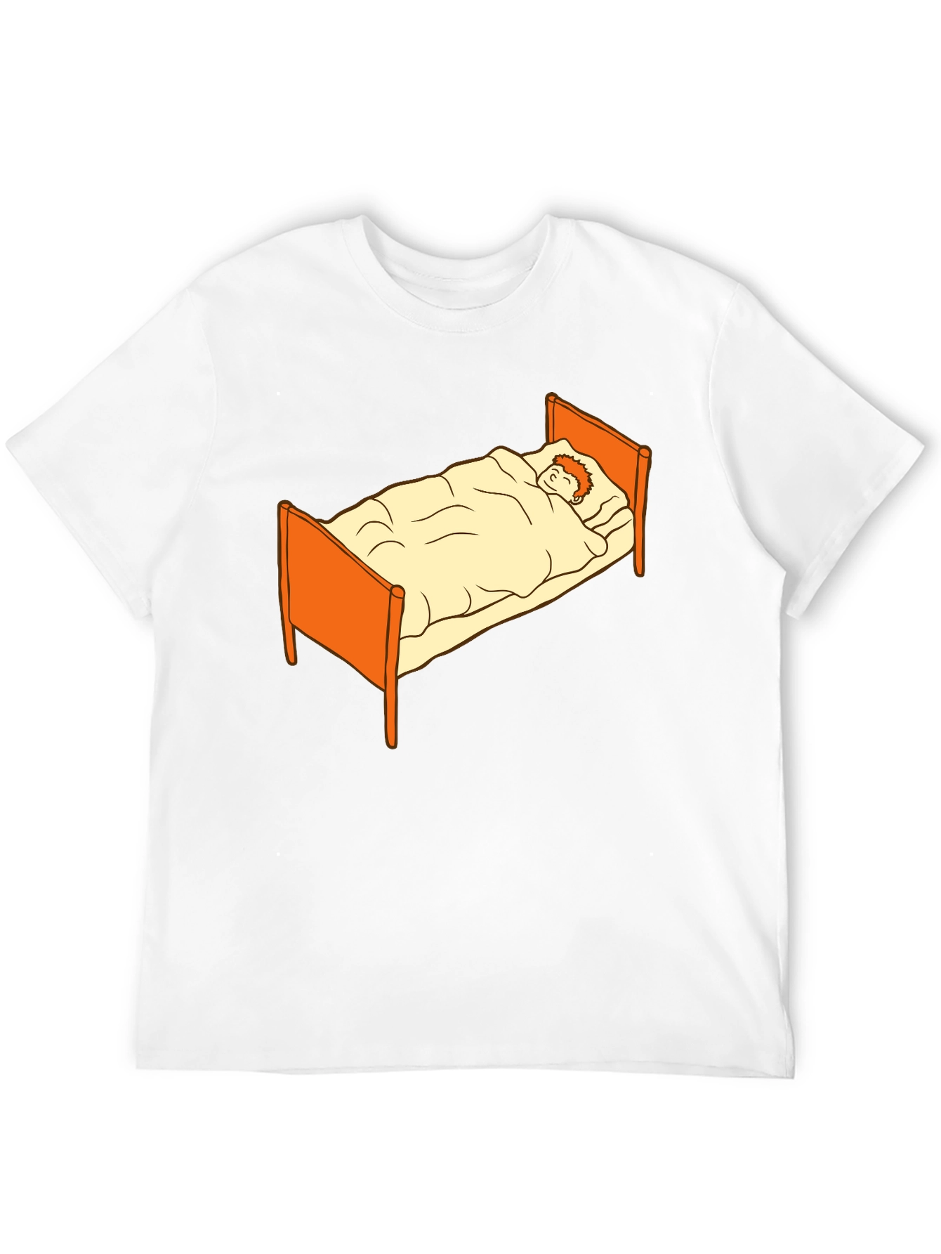 Black Sleepy Cartoon Man in Bed Graphic Tee - Black view 12