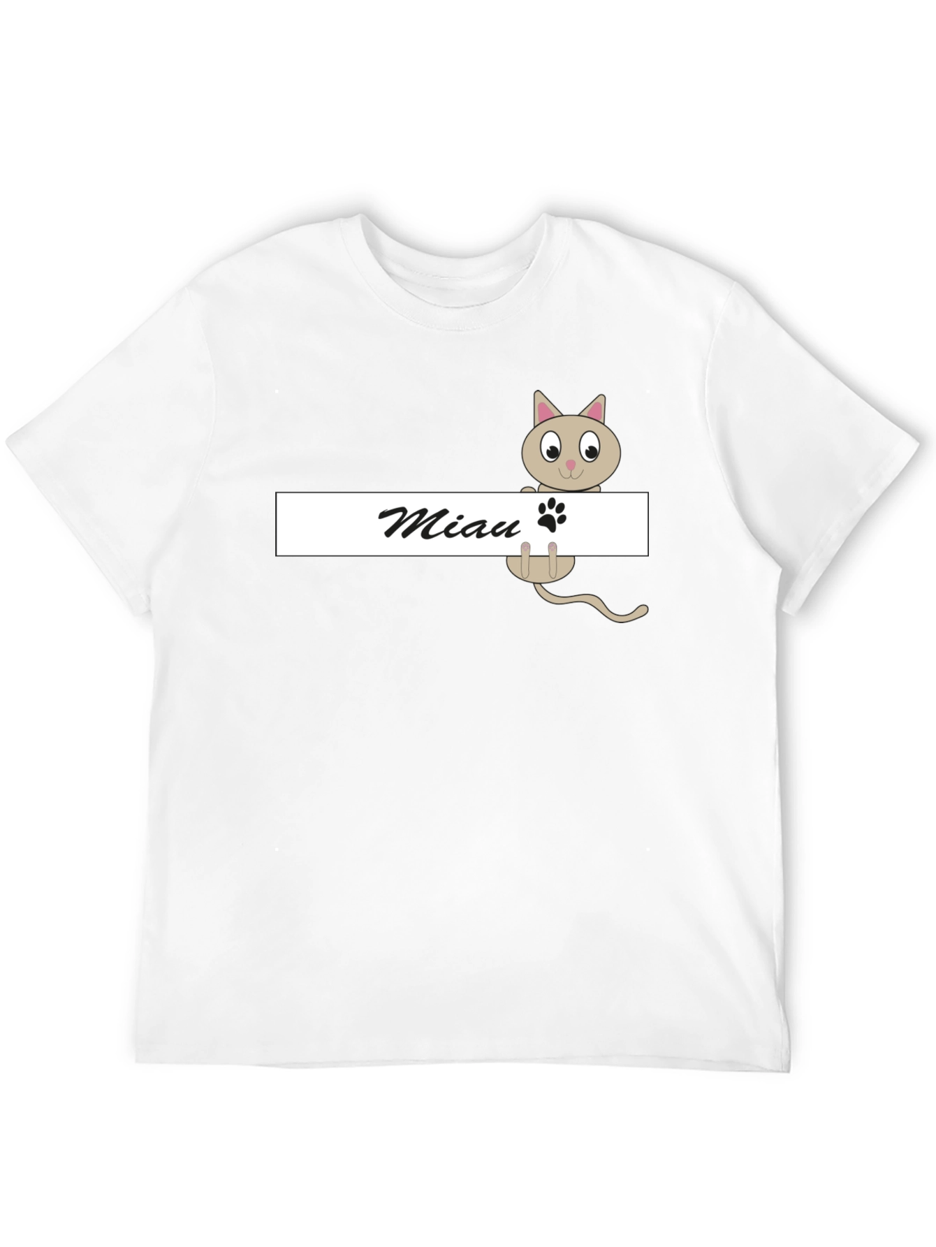 Black Cute "Miau" Cat Graphic T-Shirt view 12