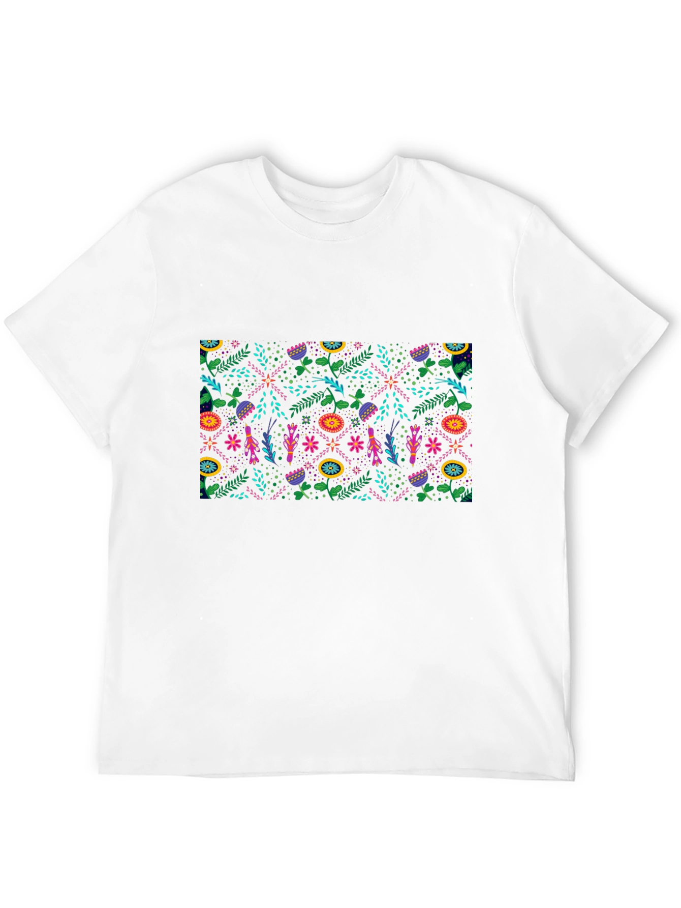 Black Floral Pattern Black T-Shirt view 12