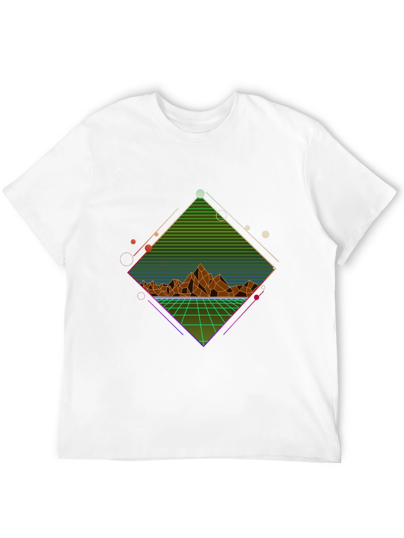 Black Retro Geometric Mountain T-Shirt view 12
