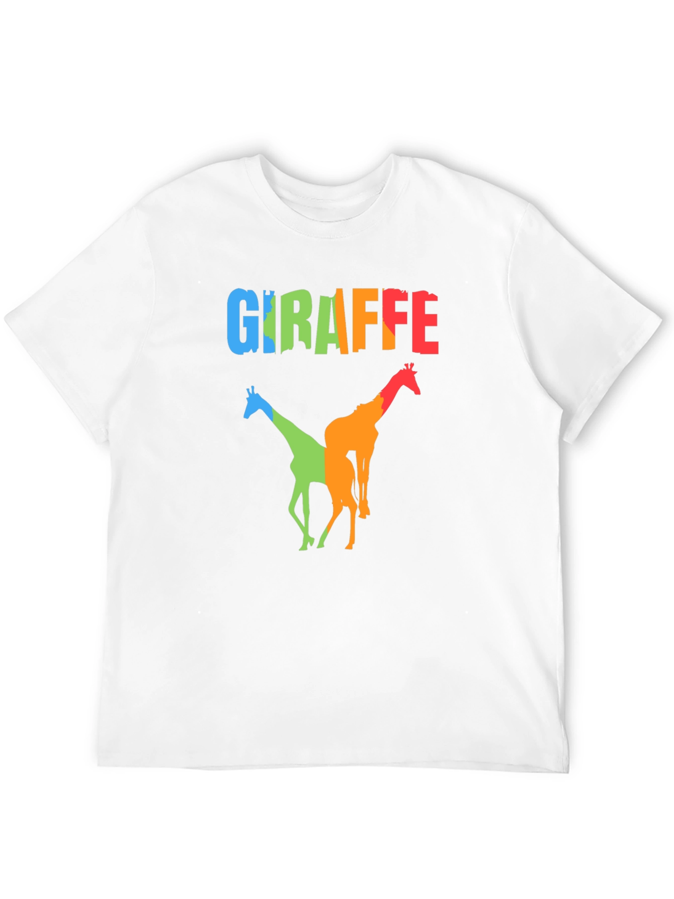 Black Colorful Giraffe Graphic Print Black T-Shirt view 12