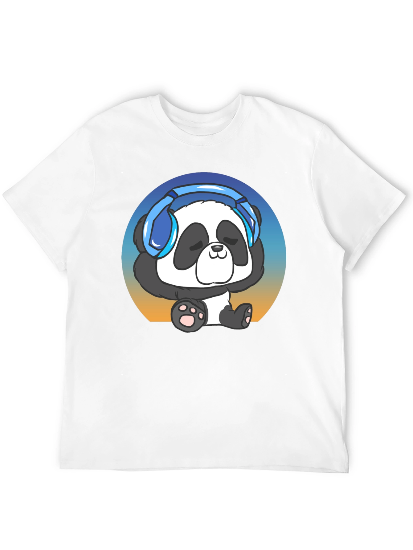 Black Cool Panda Headphone Graphic T-Shirt view 12