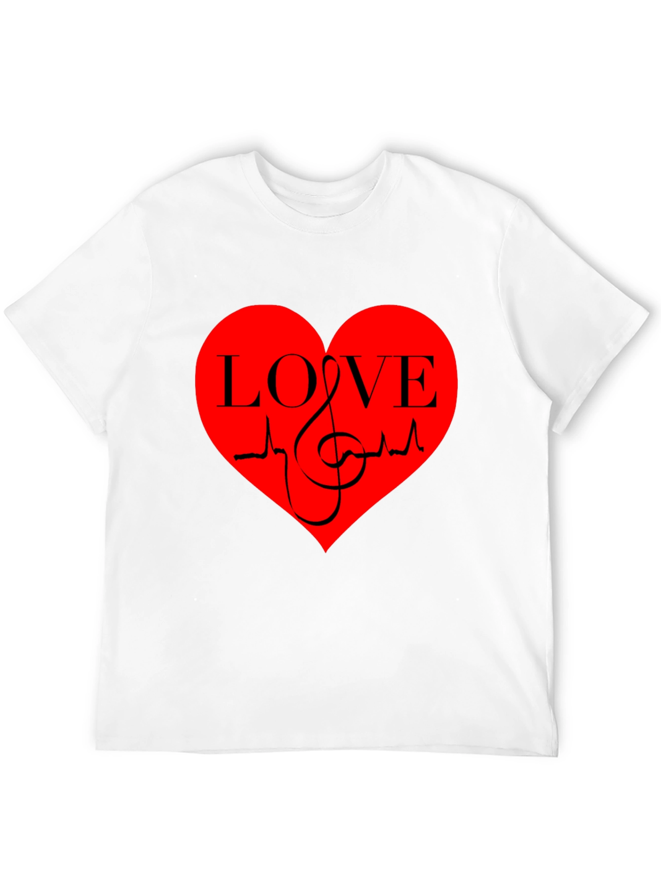 Black Love Music Heartbeat Graphic T-Shirt - Black view 12