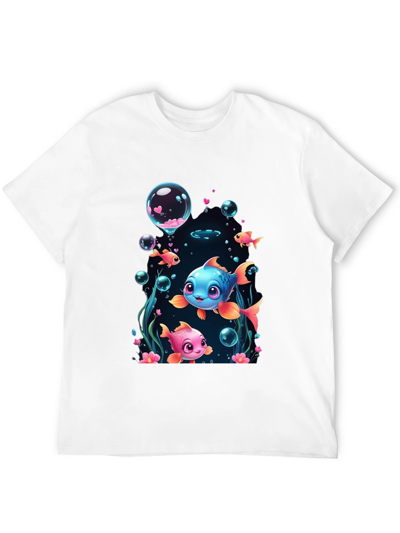 Black Cute Fish Graphic T-Shirt - Fun Undersea Design view 12