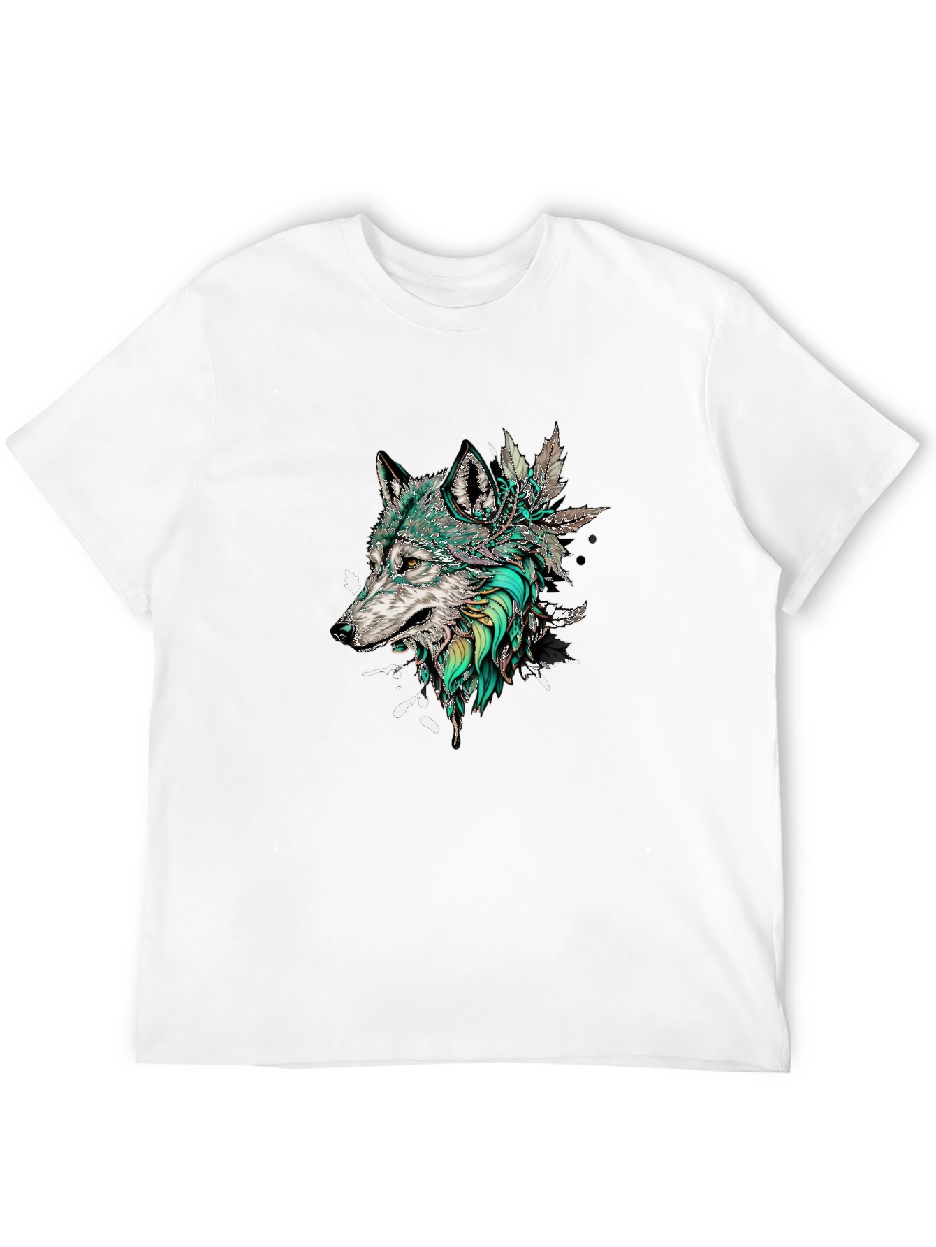 Black Wolf Graphic Print Men's Black T-Shirt view 12