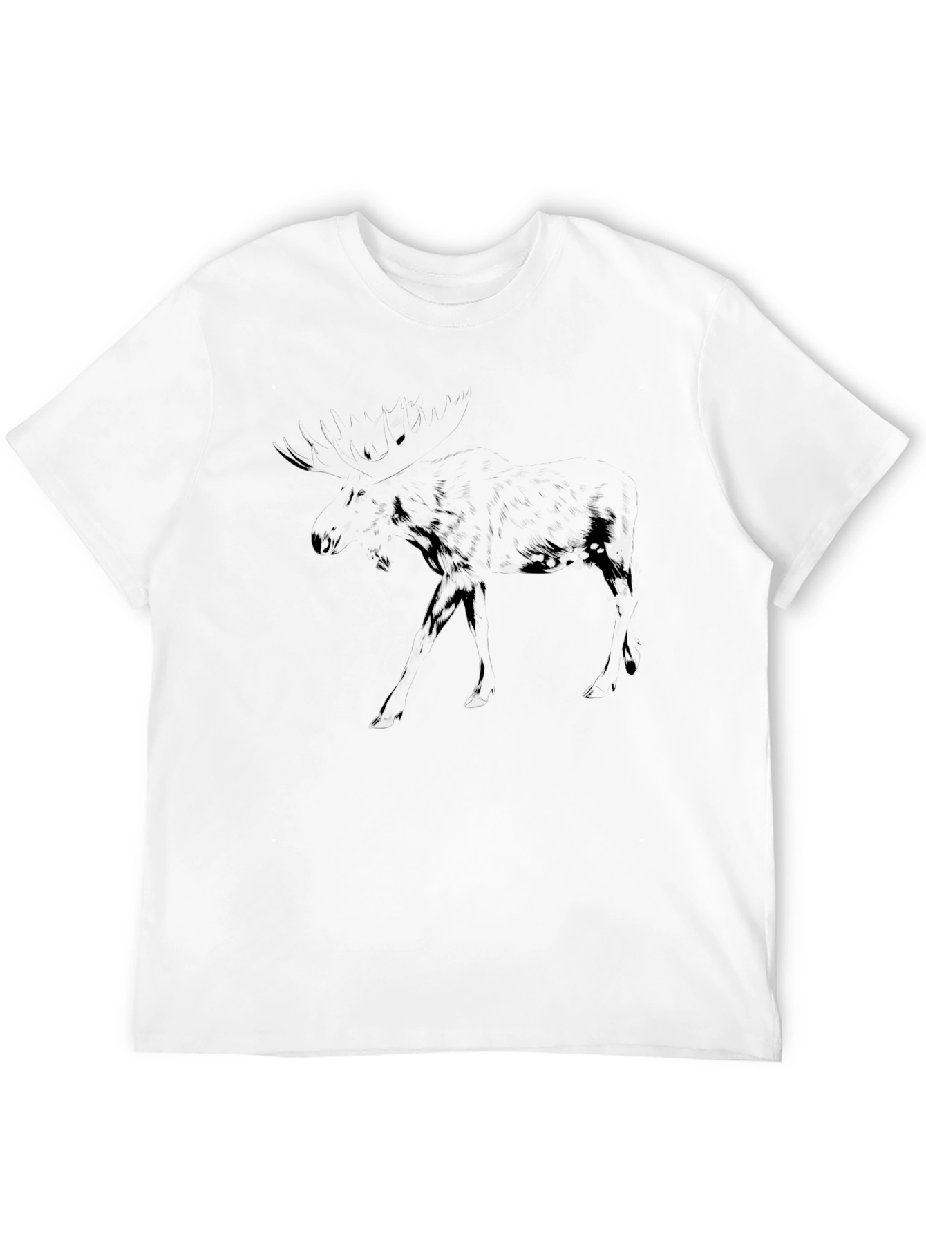 Black Black Graphic Tee - Dark Moose Silhouette Design view 12