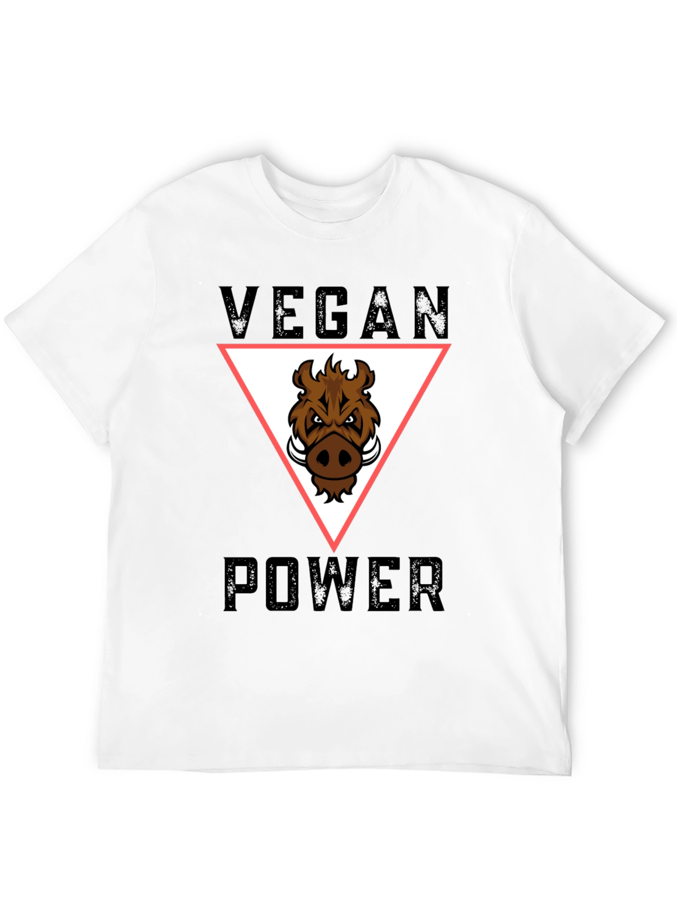 Black Vegan Power T-Shirt - Boar Graphic Tee view 12