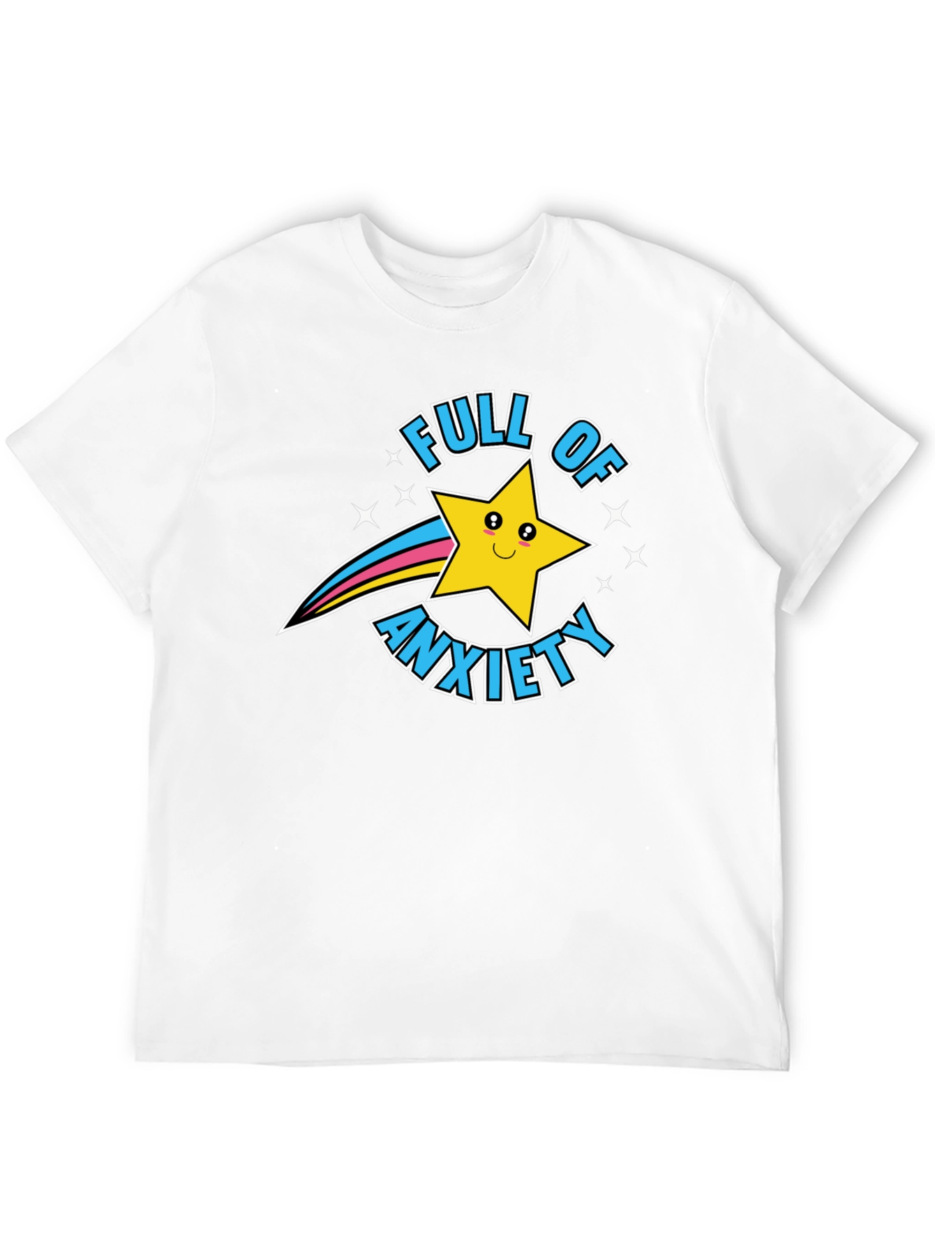 Black Full of Anxiety Graphic Print Crew Neck T-Shirt view 12