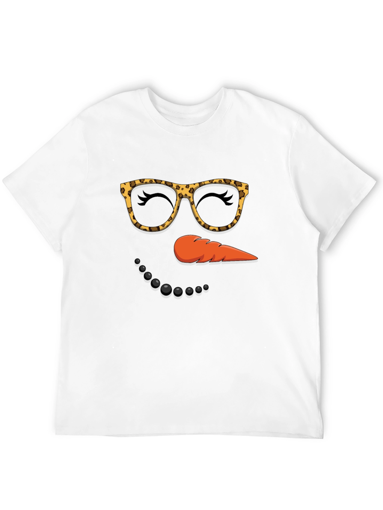 Black Snowman Face T-Shirt, Leopard Glasses view 12