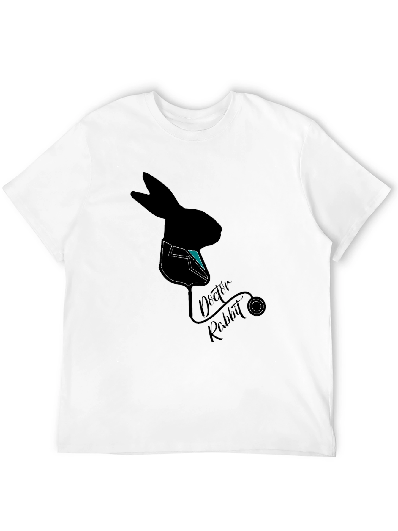 Black Doctor Rabbit Graphic T-Shirt - Black Cotton Tee view 12