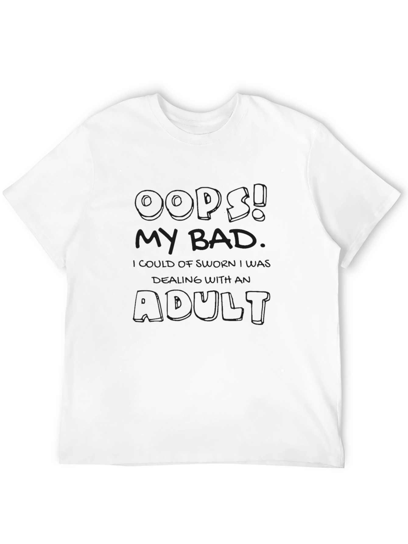 Black Oops My Bad Adult Graphic Tee - Black view 12