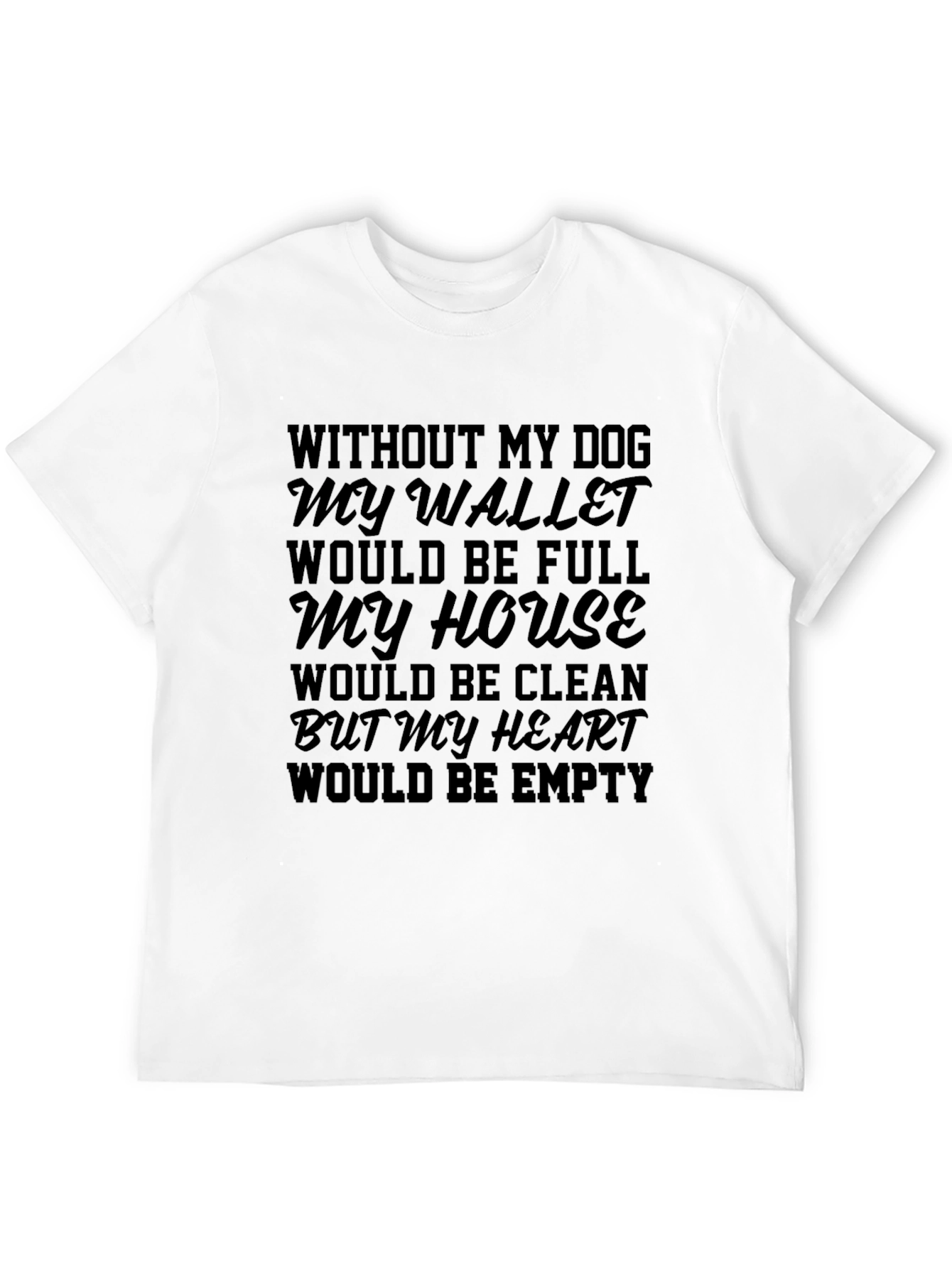 Black Dog Lover T-Shirt: Wallet Full, Heart Empty view 12