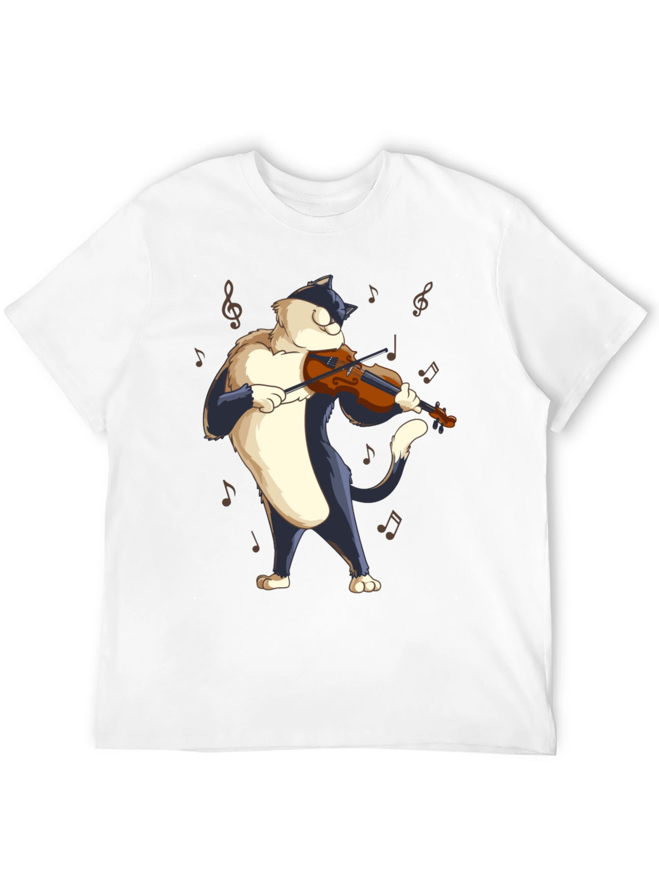 Black Cat Violinist Black T-Shirt - Musical Feline Tee view 12