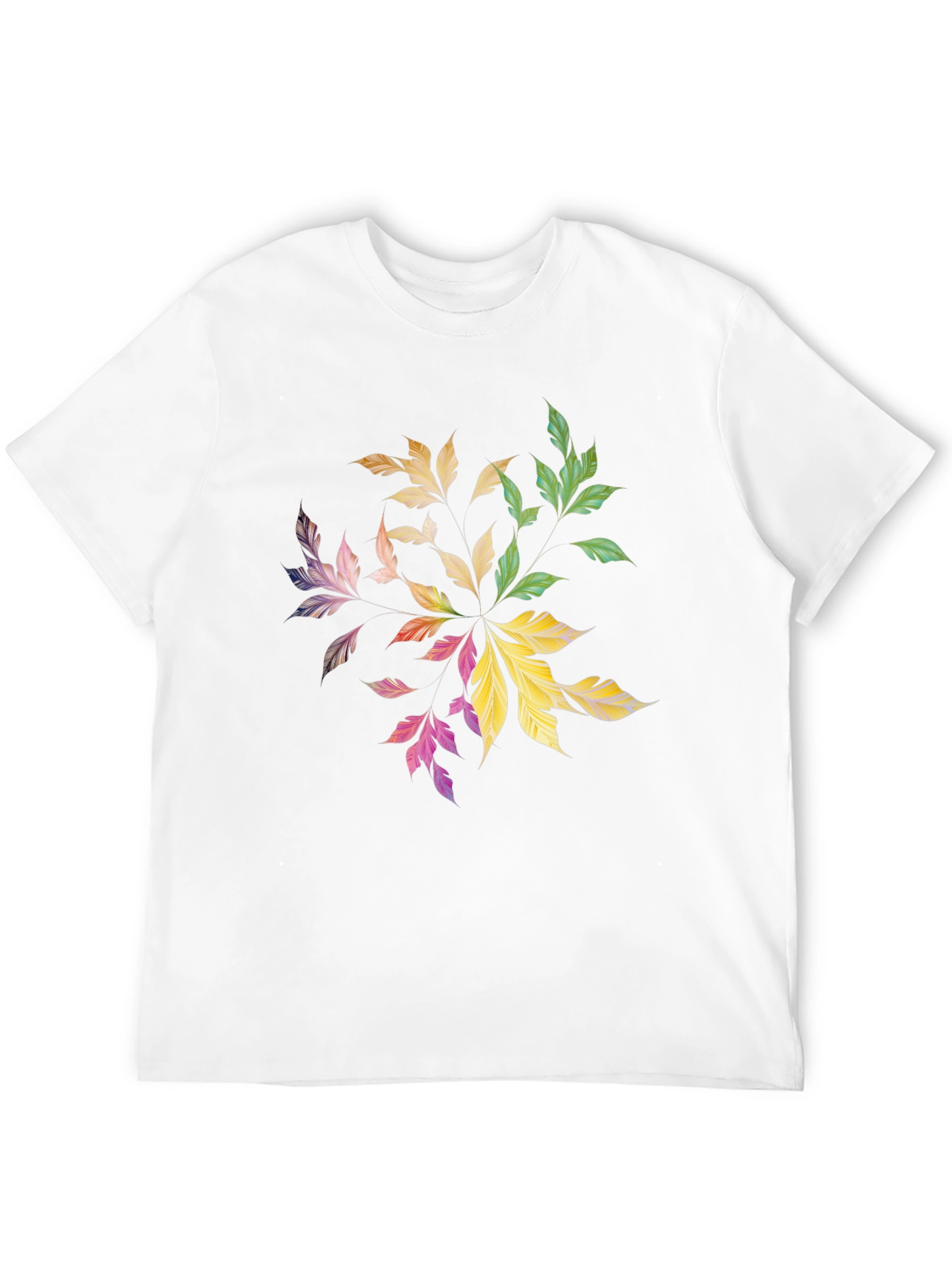 Black Colorful Leaf Mandala Graphic Black Tee view 12