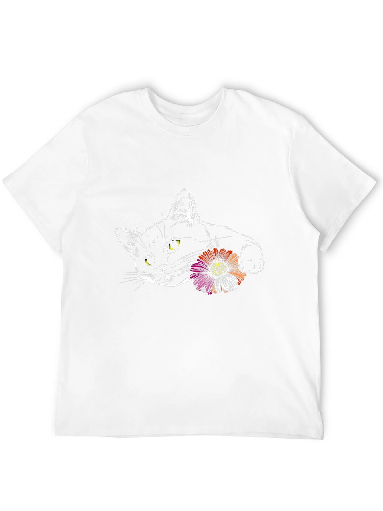 Black Black Cat with Flower Graphic Tee view 12