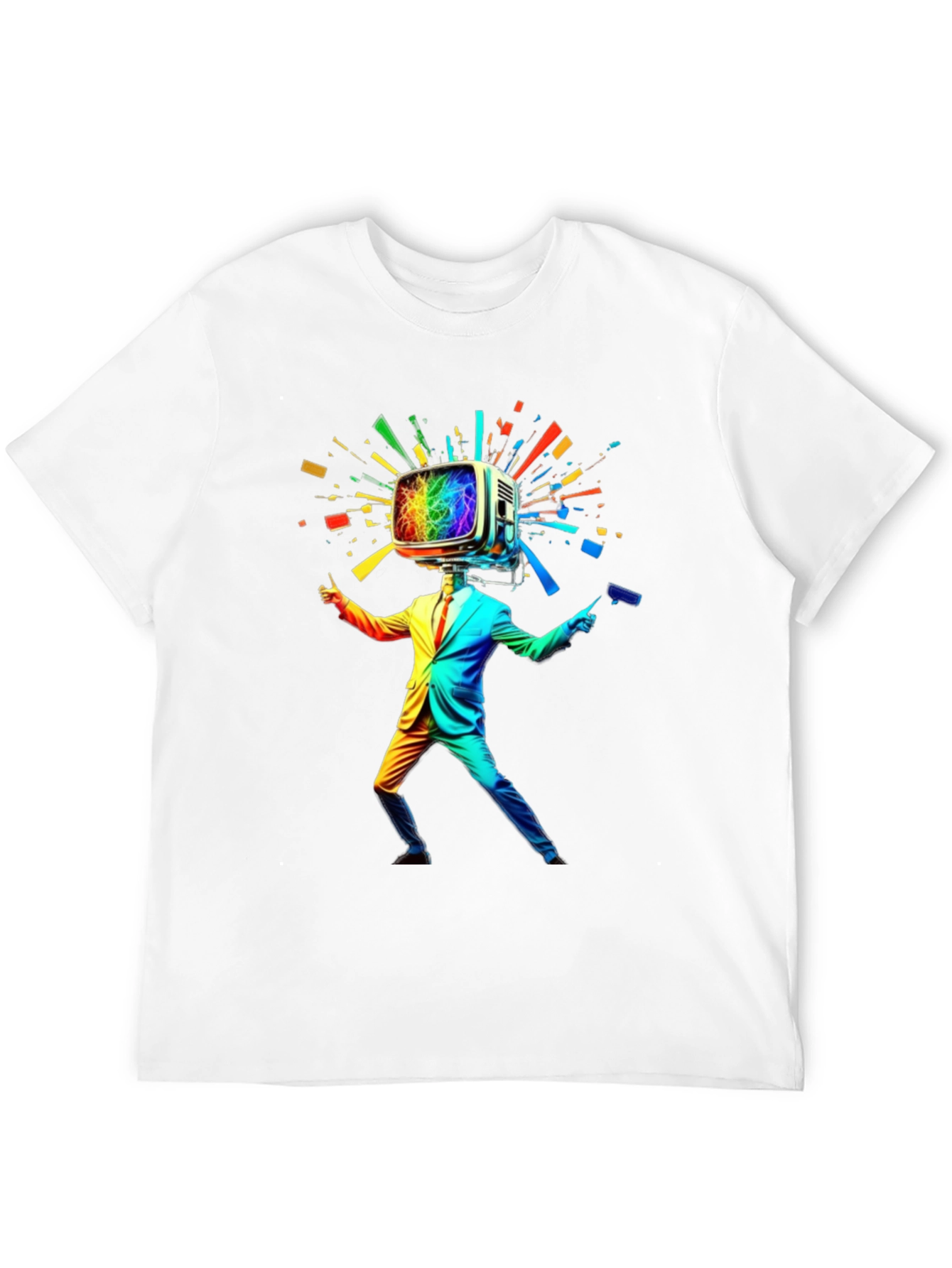 Black Rainbow TV Head Man Black T-Shirt view 12