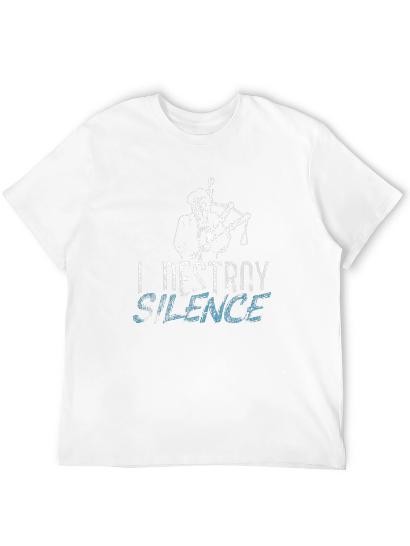 Black I Destroy Silence Graphic T-Shirt - Bagpipe Musician view 12