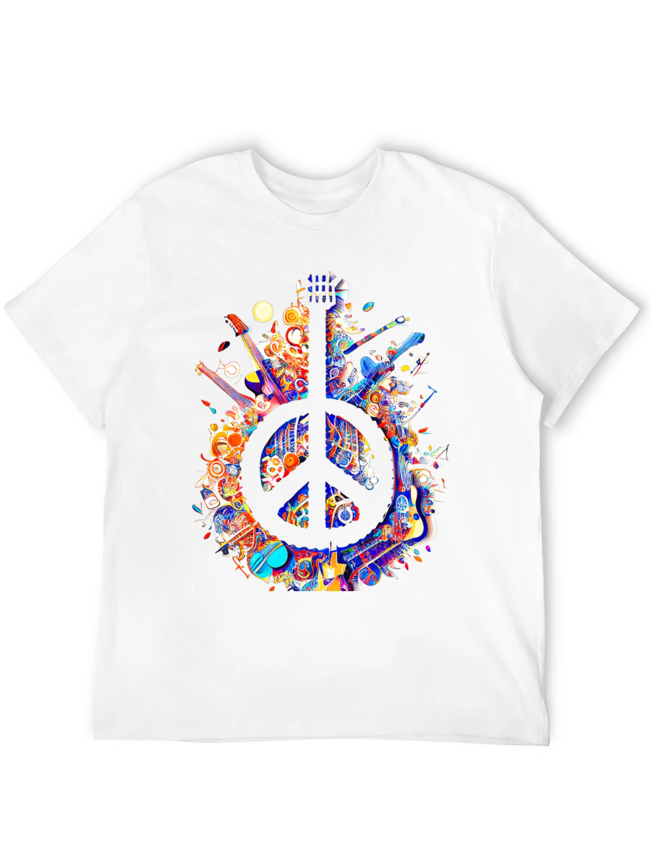 Black Peace Sign Guitar T-Shirt view 12